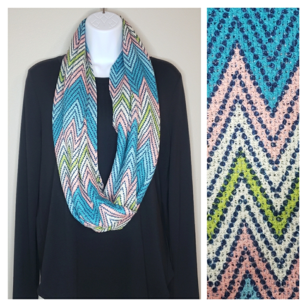Infinity Scarf Multicolor Chevron Pattern